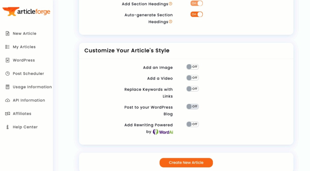 Article-Forge_s-article-generator-screen شاشة المادة-Forge_s-article-generator