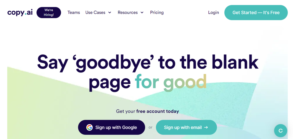 Copy.ai_s-website Copy.ai- الموقع