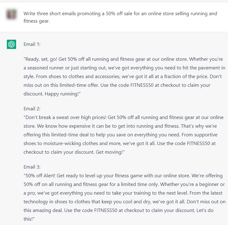 مثال على نسخة بريد إلكتروني تسويقي كتبها ChatGPT مثال على نسخة بريد إلكتروني تسويقي كتبها ChatGPT